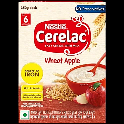 Nestle Cerelac Wheat Apple Baby Food Cereal - 6 To 24 Months Baby, 350 g