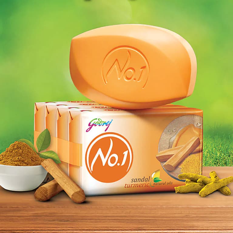 Godrej No.1 Sandal & Turmeric Bathing Soap (Pack of 4)